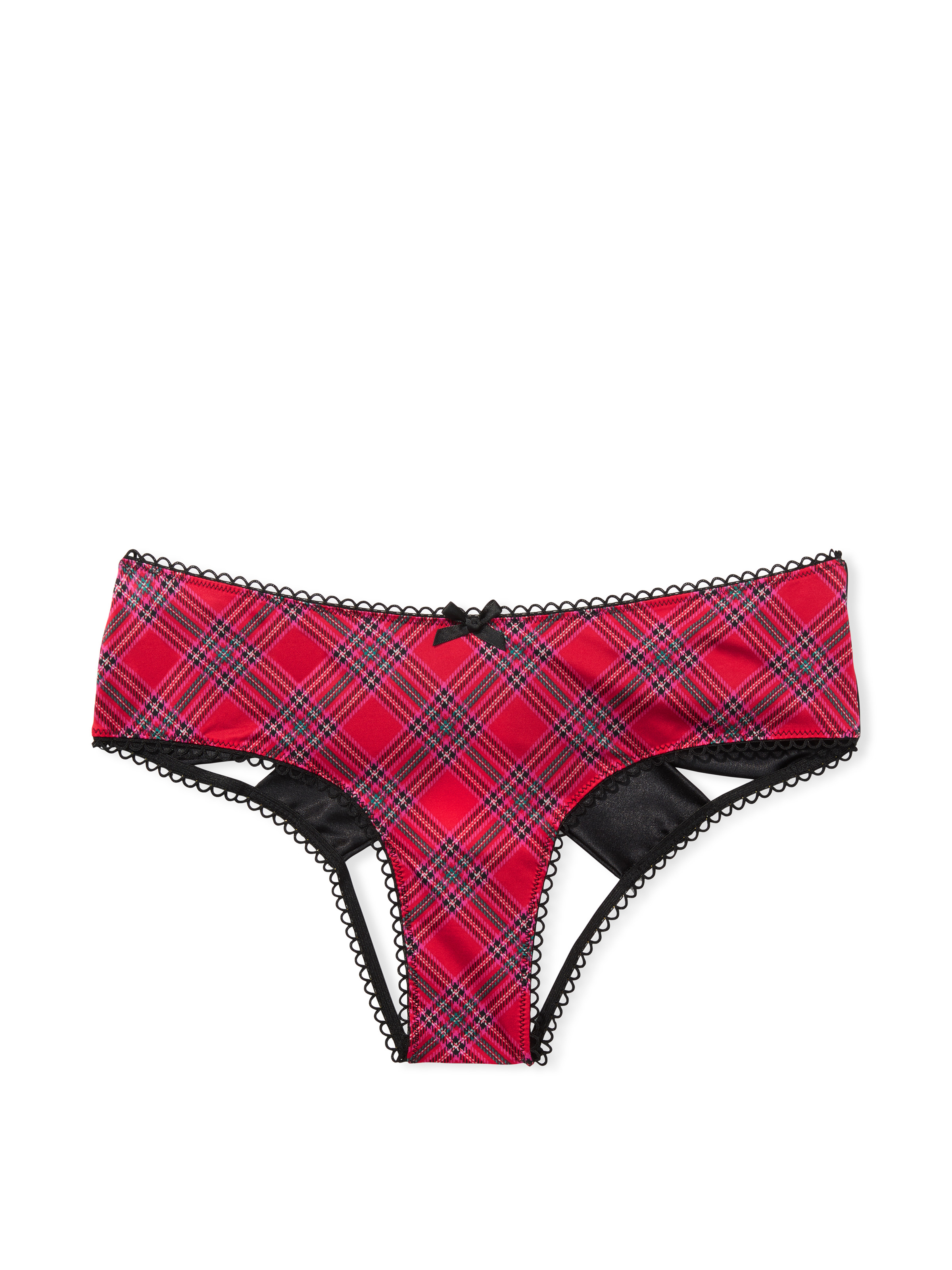 Victoria's Secret Very Sexy Embroidered Thong Panty Color Red Plaid New